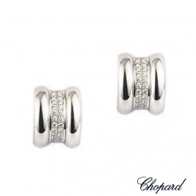 Chopard 18K White Gold Diamond La Strada Earrings 84/6435-41